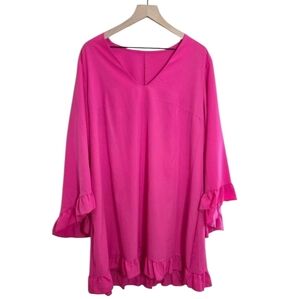 Midi Dress with Ruffle Accents Pink 2XL
